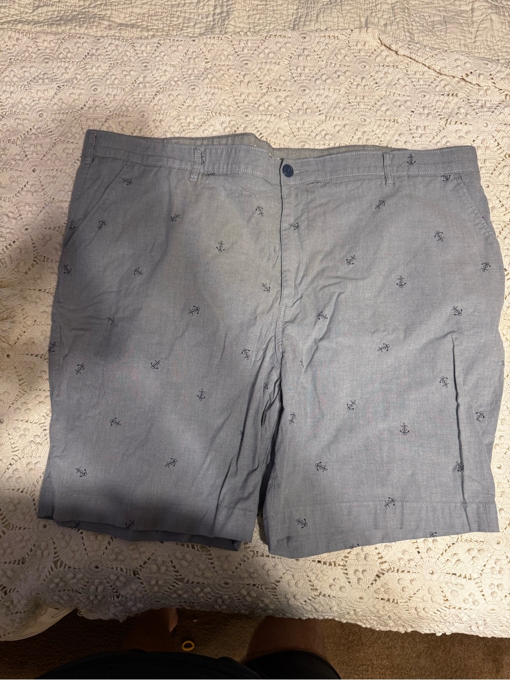 Dockers Light Blue Anchor-Embroidered Flat Front Shorts